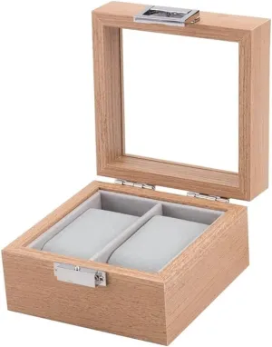 horticulturalist combat prickly further leap crusade Men Women, Jewelry Storage Case with Velvet Interior, Elegant Display Stand, Gift Box 2-Grid Wooden Watch Box for 