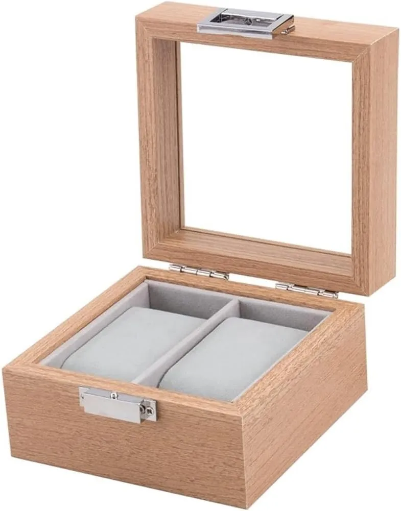 horticulturalist combat prickly further leap crusade Men Women, Jewelry Storage Case with Velvet Interior, Elegant Display Stand, Gift Box 2-Grid Wooden Watch Box for 