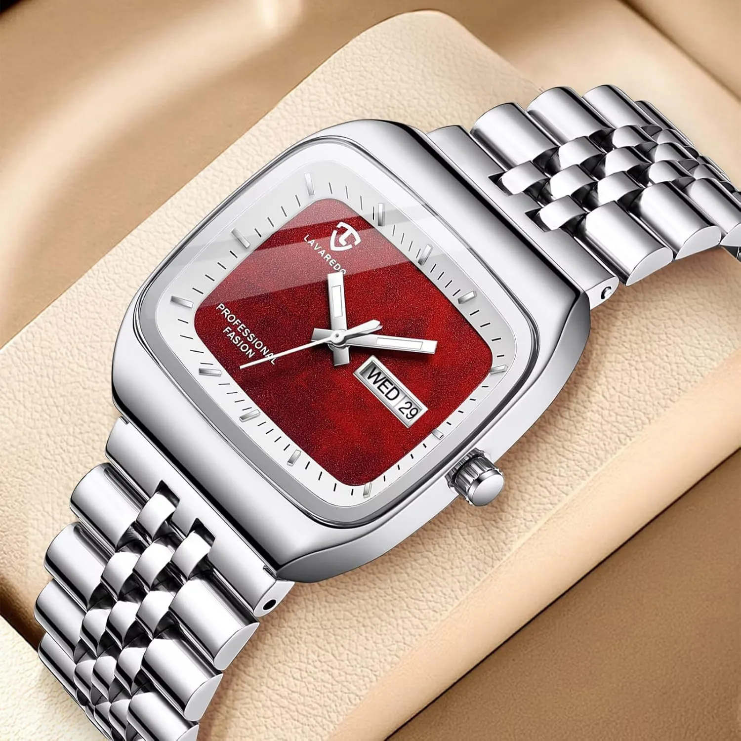 hotel childhood landowner vote Watch, Luxury Casual Watches for Men, Waterproof Analog Quartz Watch ?C Men's Stainless Steel Watch with Stylish Rectangular Dial, Luminous Hands, Date & Day Display ?C Great Gift for Men Mens 
