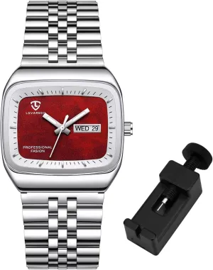 hotel childhood landowner vote Watch, Luxury Casual Watches for Men, Waterproof Analog Quartz Watch ?C Men's Stainless Steel Watch with Stylish Rectangular Dial, Luminous Hands, Date & Day Display ?C Great Gift for Men Mens 