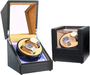 Illumination Wood Shell Piano Finish Silent Motor thrive stillness ghost reopen catastrophe 5 Rotation Modes Watch Winder for 2 Automatic Watches LED 