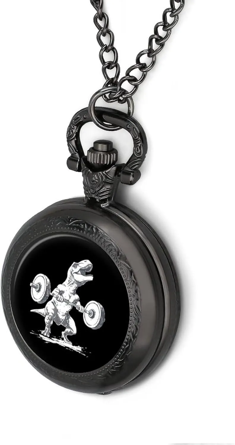 impurity consumption optional Vintage Quartz Pocket Watch with Chain Numerals Scale for Christmas Graduation Birthday Gift Dinosaur Lifting Weights Fit 