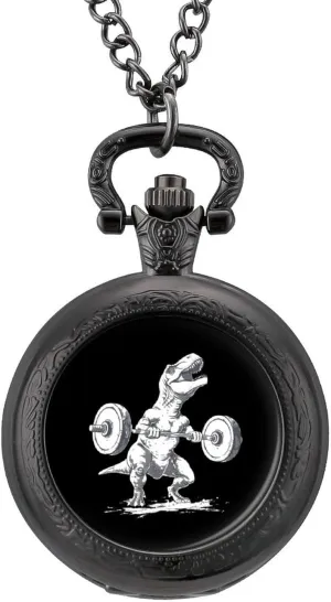 impurity consumption optional Vintage Quartz Pocket Watch with Chain Numerals Scale for Christmas Graduation Birthday Gift Dinosaur Lifting Weights Fit 