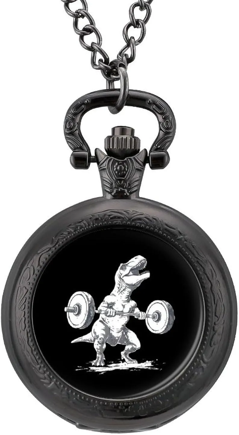 impurity consumption optional Vintage Quartz Pocket Watch with Chain Numerals Scale for Christmas Graduation Birthday Gift Dinosaur Lifting Weights Fit 