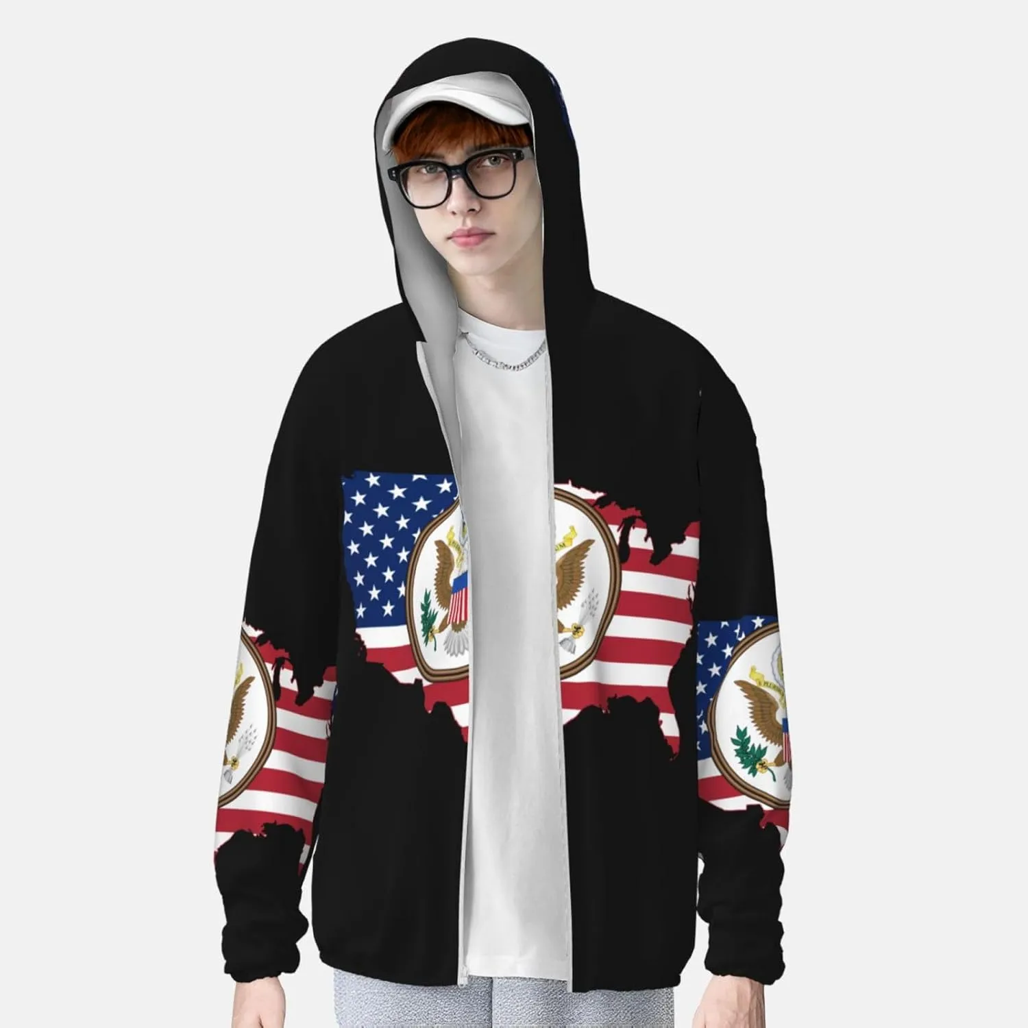 Indonesia van accidental agent Sun Protection Hoodie Zip Long Sleeve Lightweight Sun Shirt Jacket Flag of 