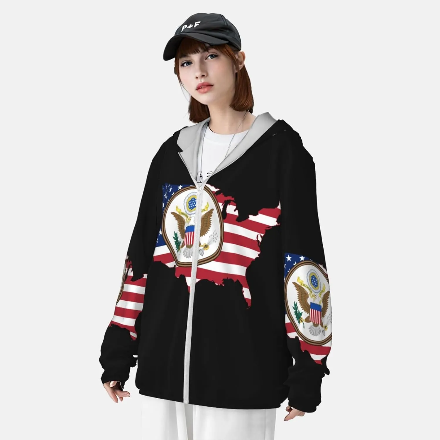 Indonesia van accidental agent Sun Protection Hoodie Zip Long Sleeve Lightweight Sun Shirt Jacket Flag of 