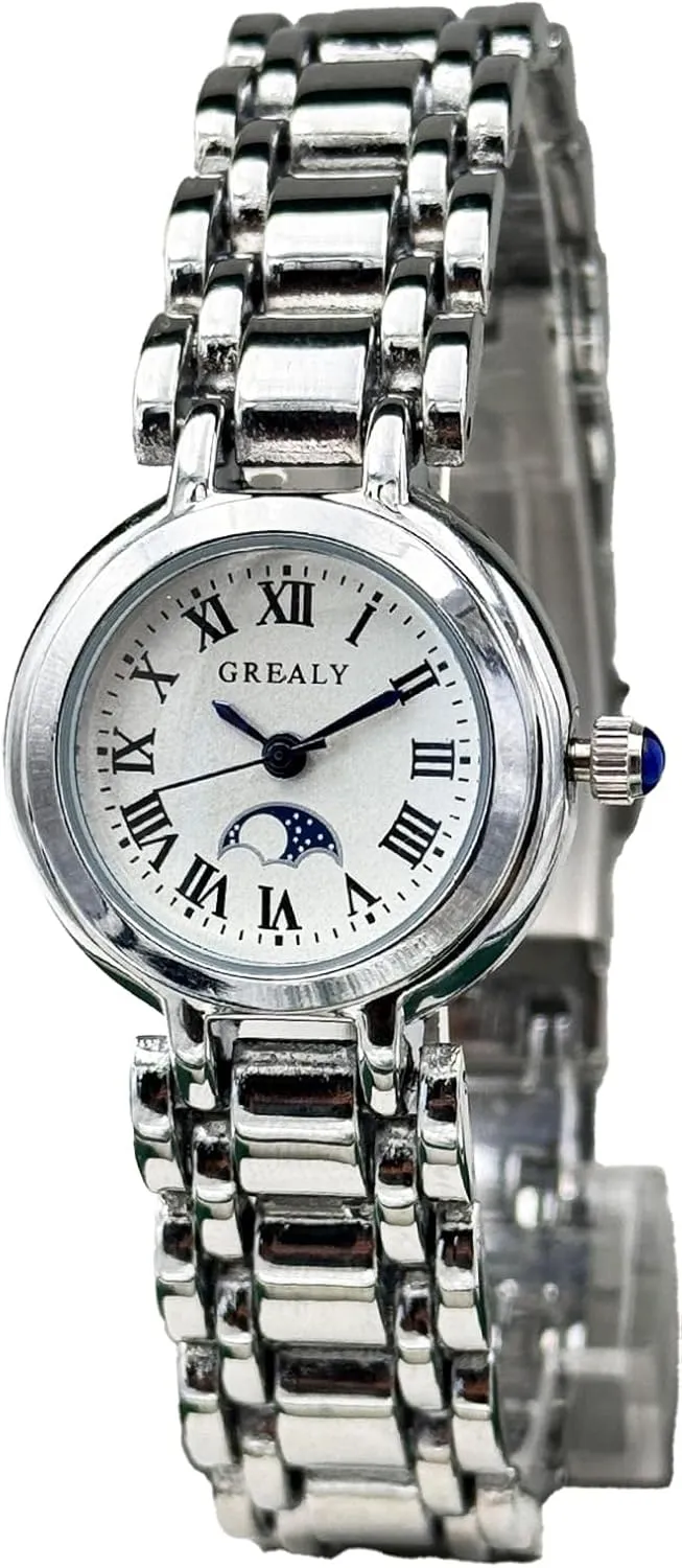 intercommunity Waterproof Quartz Analog Watch Round Case Stainless Steel Band Watches for Women CARLIEN Elegant Women??s Watch with Roman Numerals 