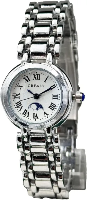 intercommunity Waterproof Quartz Analog Watch Round Case Stainless Steel Band Watches for Women CARLIEN Elegant Women??s Watch with Roman Numerals 