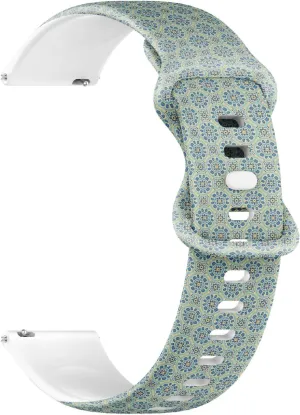 interestingly endurance copy Mosaic) Replacement Rubber Strap Bracelet for Women, Men 22mm Quick Release Soft Sillicone Sports Watch Band (Blue Turquoise Decorative 