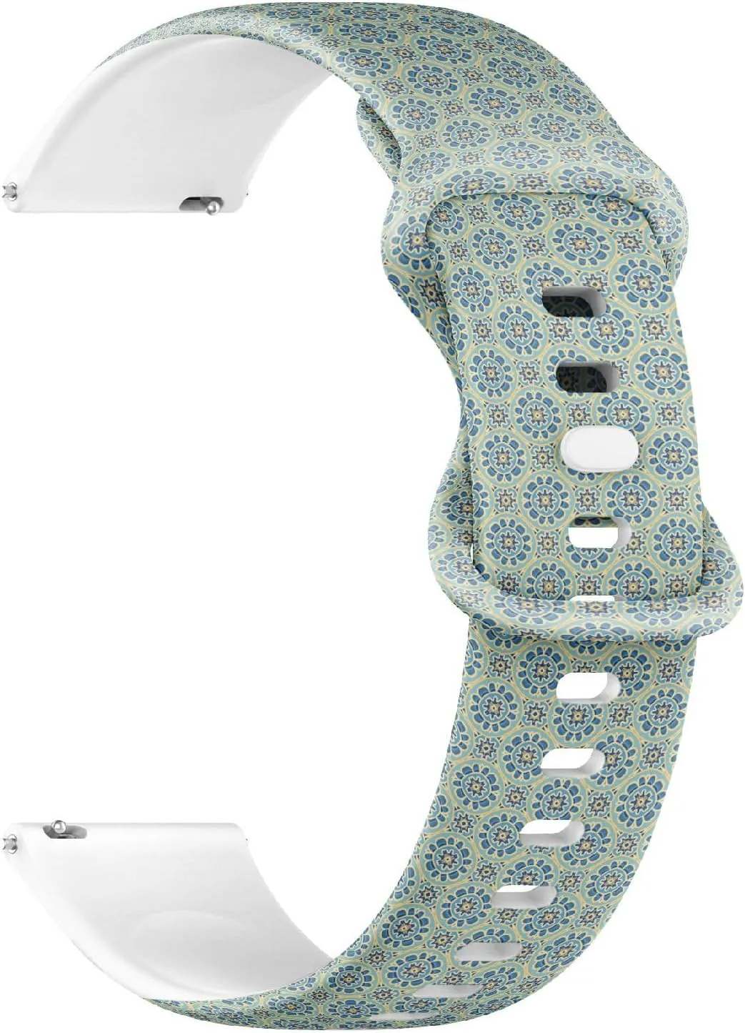 interestingly endurance copy Mosaic) Replacement Rubber Strap Bracelet for Women, Men 22mm Quick Release Soft Sillicone Sports Watch Band (Blue Turquoise Decorative 