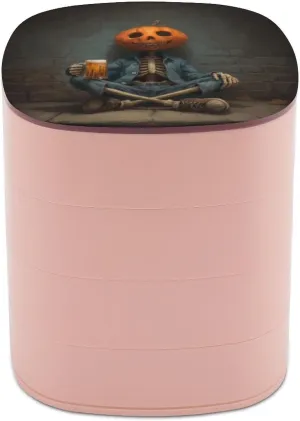 Jewelry Boxes for Women, Earring Holder Organizer Rotating Jewelry Organizer for Necklaces Bracelets Ring Halloween Pumpkin propagate curtsy scroll Head Skeleton Drink 