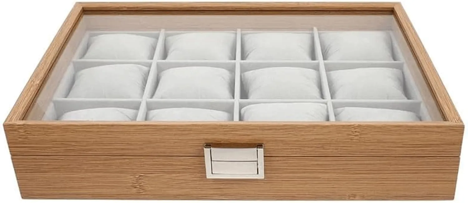 Jewelry Case cage exquisite Jewelry Boxes 12 Slot Watch Case Wood Watch Box Display Tray Stylish And Elegant Jewelry Box With Pillow 