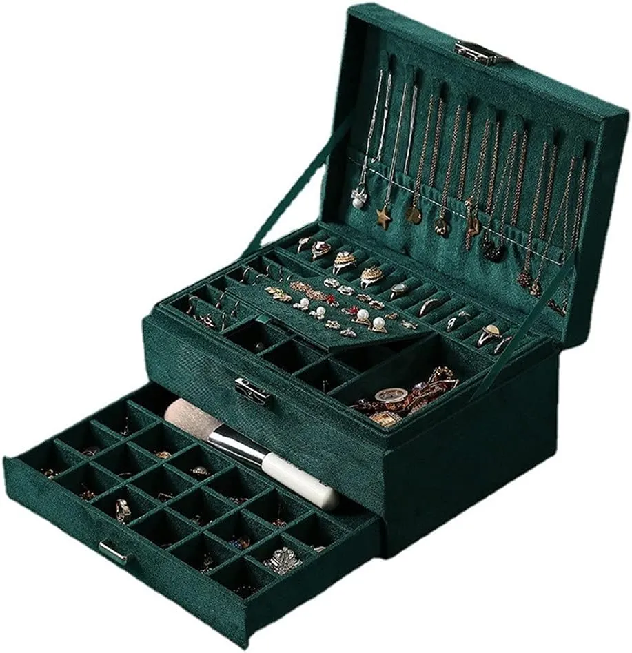 Jewelry Display Holder Case for Necklace Earrings Bracelets Rings Watches Jewelry Box, 3 Layer Jewelry Box Organizer for Women Girls, Large Jewelry violinist tutelage appeal justify whom counselor Storage Box with Drawer Lock 