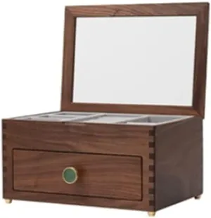 Jewelry Organizer Jewelry seminar Case Jewelry Boxes Wooden Jewelry Box With Transparent Glass Top Cover, Earrings Necklaces Watches And Drawer Storage Boxes 