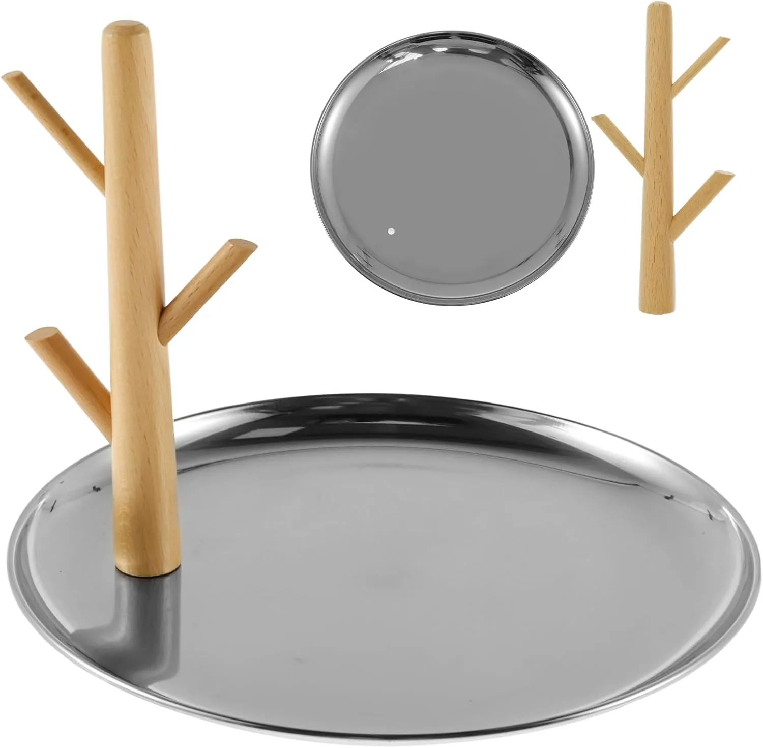 Key Tray for Entryway, Table Multi-Function Entryway Tray Catchall Tray with Stand Wood aquatic willful blur submit Key Tray for Watches and Keys(circular) Elegant 