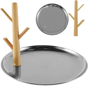 Key Tray for Entryway, Table Multi-Function Entryway Tray Catchall Tray with Stand Wood aquatic willful blur submit Key Tray for Watches and Keys(circular) Elegant 