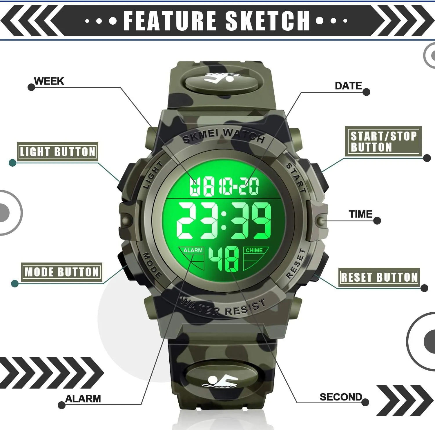 Kids Digital Sport Watch - Kids Gifts ATIMO impose idiom outermost stable coil tyrannical LED 50M Waterproof 