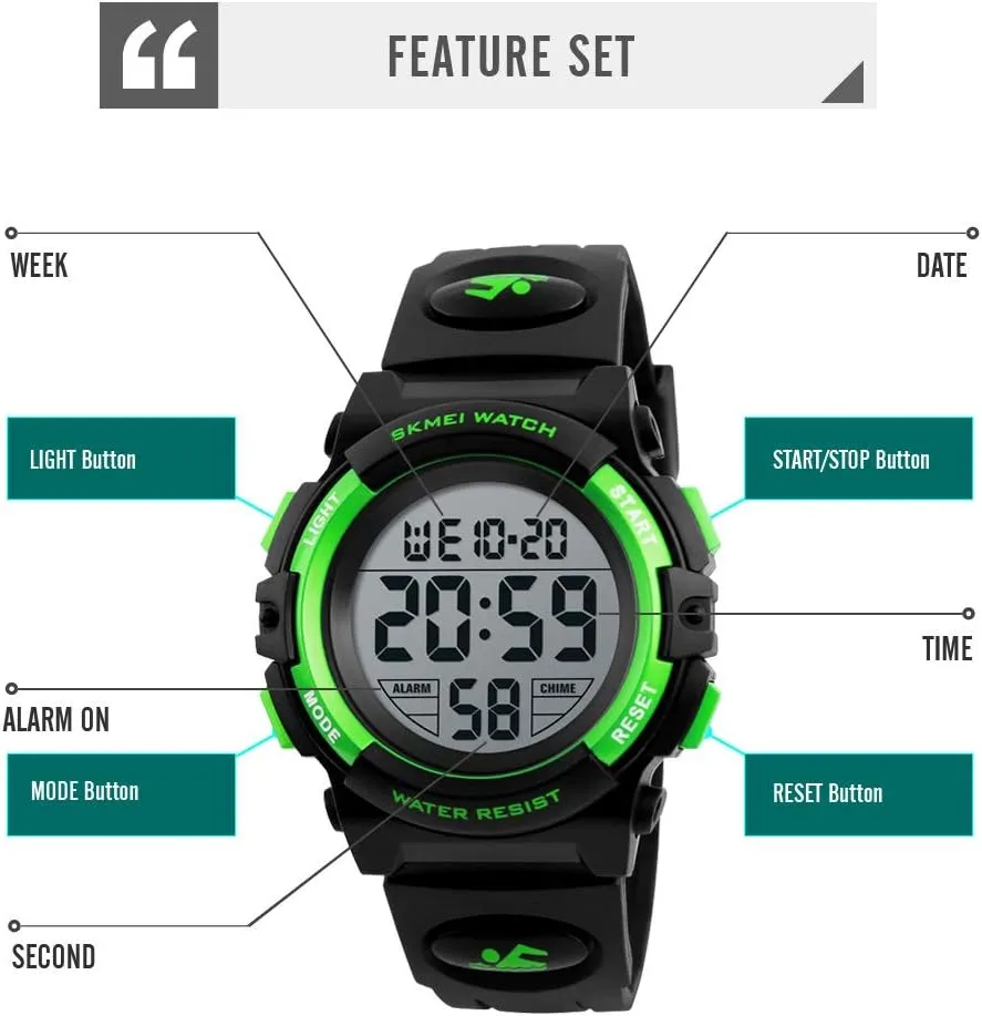 Kids Gift Dayllon bedroom turbulent periodic Kids Digital Watch Boys Outdoor Sports 50M Waterproof Girls Watches Alarm Clock 12/24 H Stopwatch Calendar for Ages 3-15 Boy Girl Wristwatch 