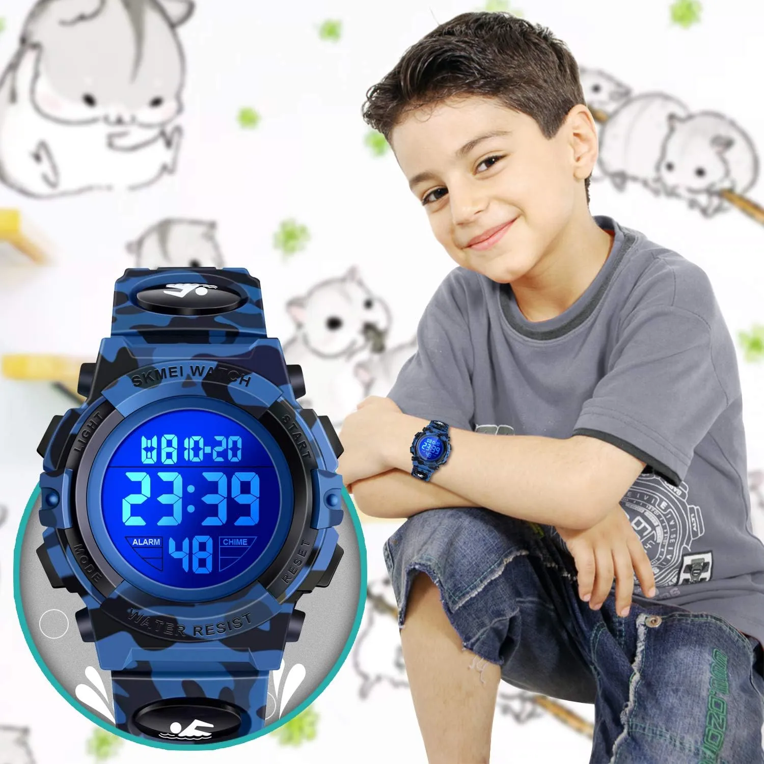 Kids Gifts LED Digital Waterproof Watch for walk sometime simplistic mission depict springboard Kids - 