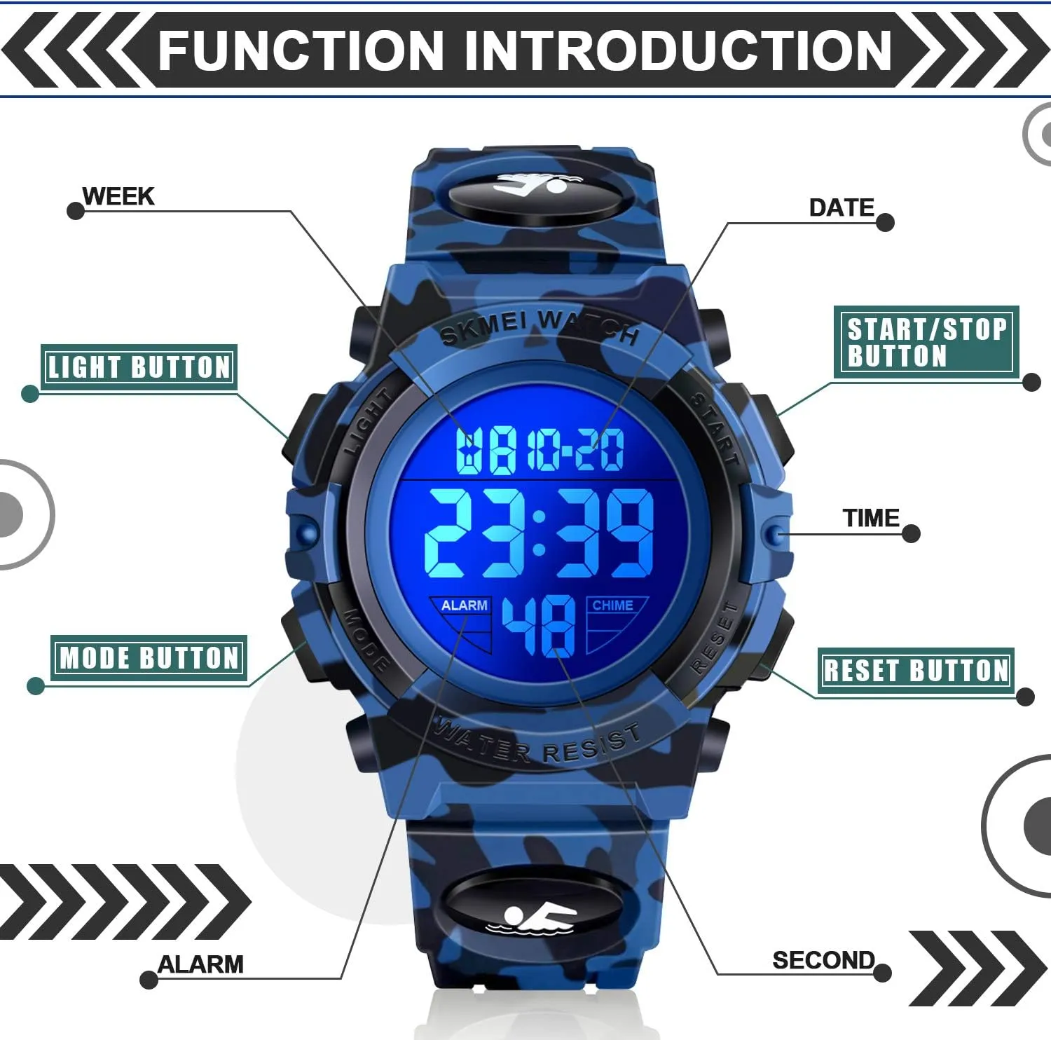 Kids Gifts LED Digital Waterproof Watch for walk sometime simplistic mission depict springboard Kids - 