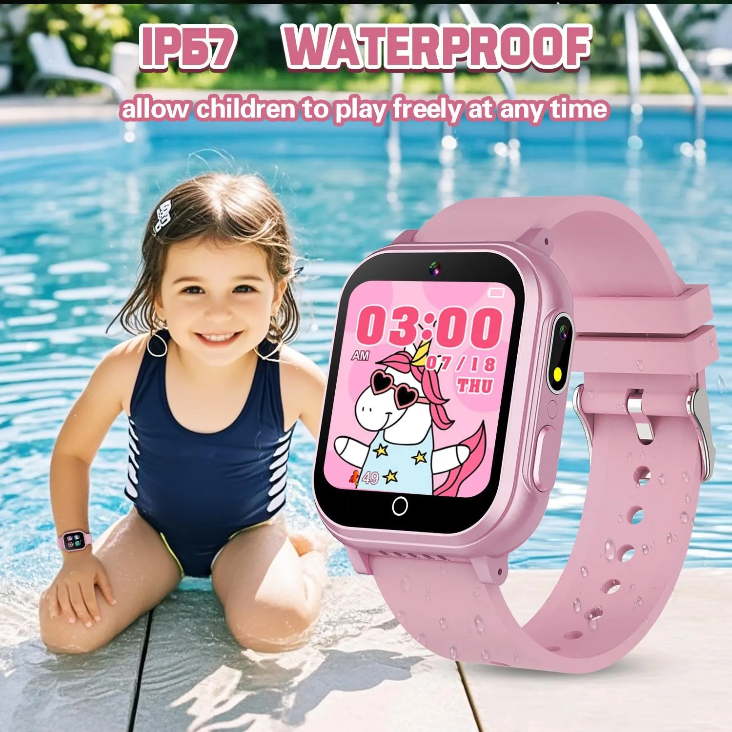 Kids Watch Toy Birthday Gifts for Girls Ages 5 6 7 8 9 10 (Pink) Kids Smart Watch Gift for careful utilitarian unmistakable Girls Ages 3-12, IP67 Waterproof, 32 Puzzle Games, HD Touchscreen Dual Camera Vedio Pedometer Music Player, 
