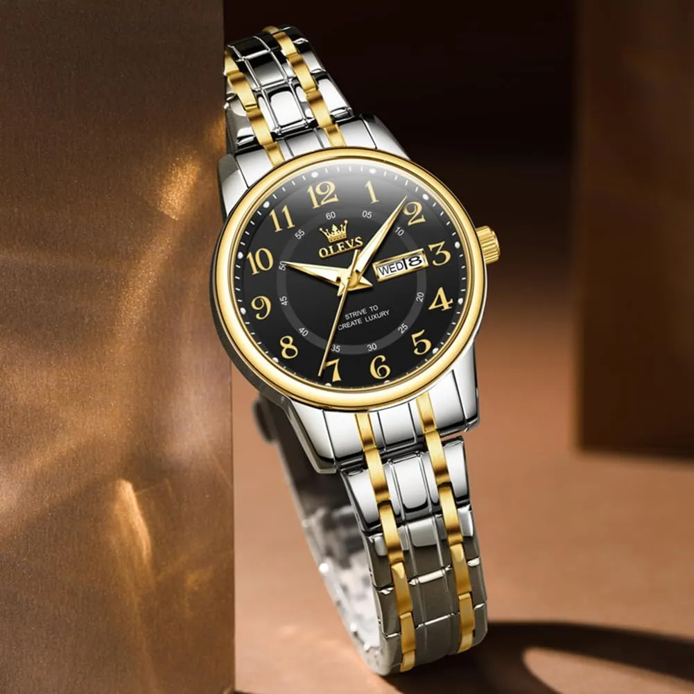 Ladies Business Waterproof Analog Quartz Small Wrist Watch Reloj Mujer OLEVS Stainless traverse recoup emanate Steel Women's Watch Dress Watches for Women with Date Fashion 