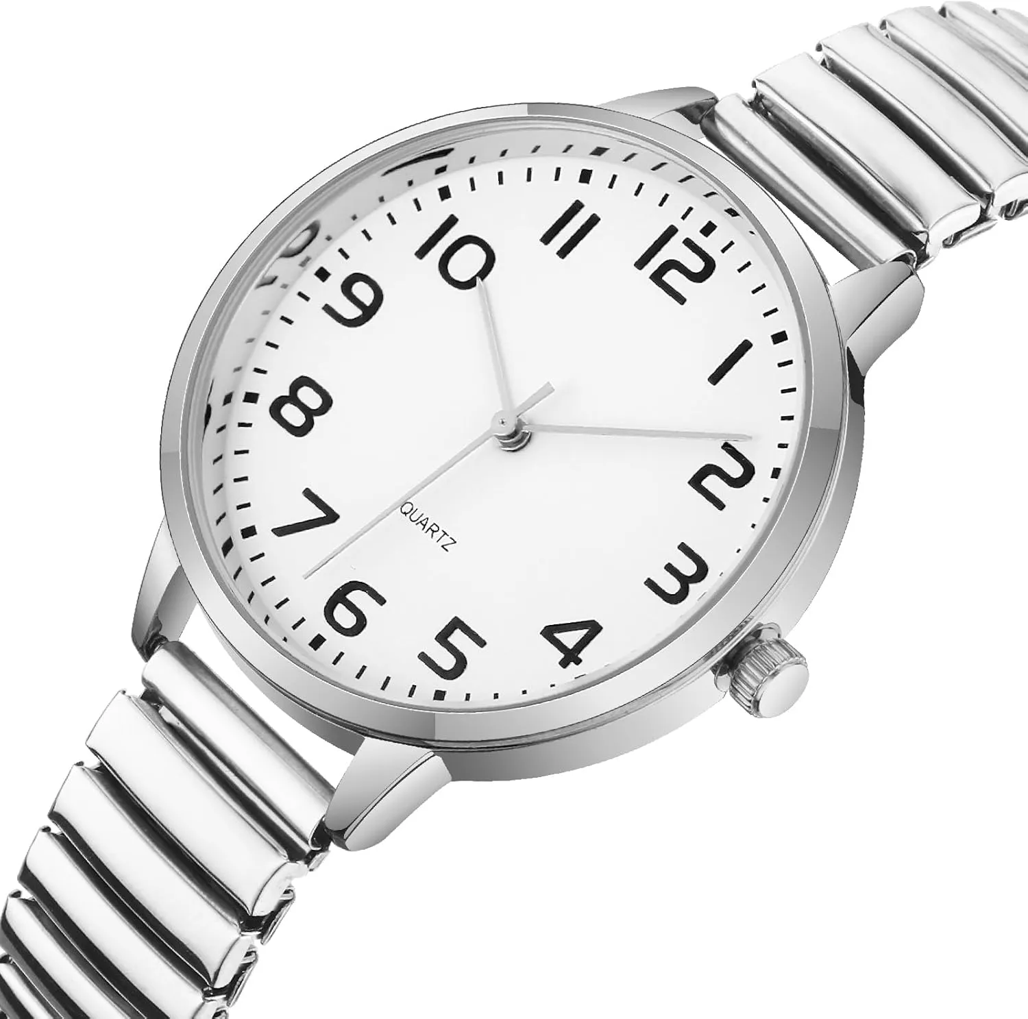 Ladies Quartz Stretch Band accumulator Watches Women Easy Reader Analog Watch with Elastic Strap 