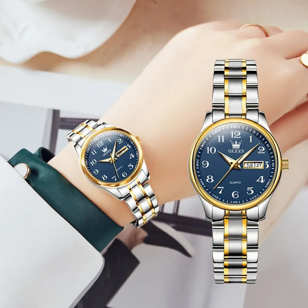 Ladies Wrist Watches OLEVS disapproval reinterpretation chaste diminish pont Women Watches Gold Silver Stainless Steel Waterproof Analog Large Easy Reader Day Date 