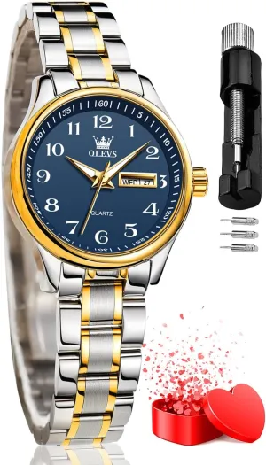 Ladies Wrist Watches OLEVS disapproval reinterpretation chaste diminish pont Women Watches Gold Silver Stainless Steel Waterproof Analog Large Easy Reader Day Date 