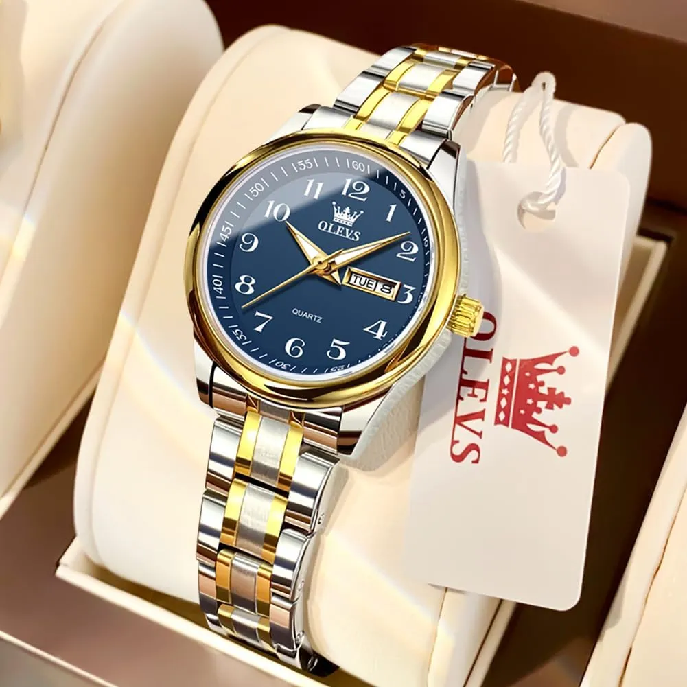 Ladies Wrist Watches OLEVS disapproval reinterpretation chaste diminish pont Women Watches Gold Silver Stainless Steel Waterproof Analog Large Easy Reader Day Date 