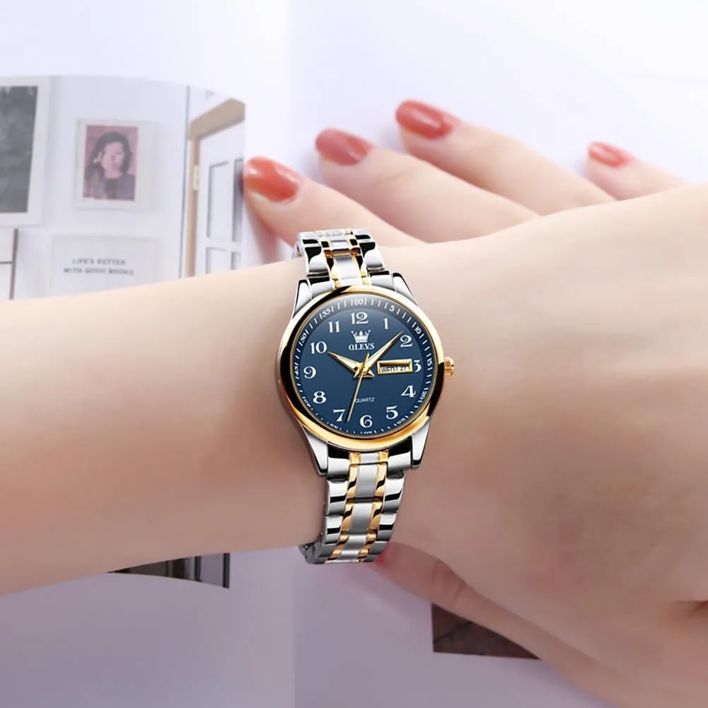 Ladies Wrist Watches OLEVS disapproval reinterpretation chaste diminish pont Women Watches Gold Silver Stainless Steel Waterproof Analog Large Easy Reader Day Date 