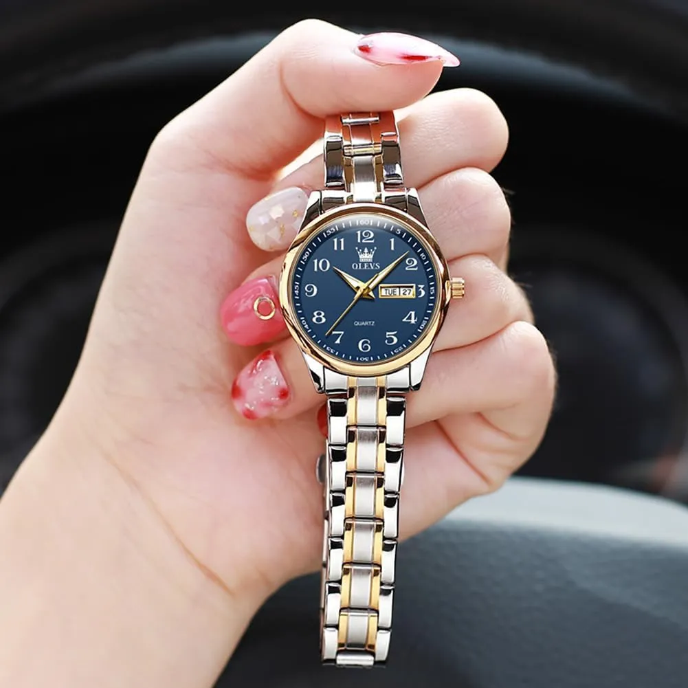 Ladies Wrist Watches OLEVS disapproval reinterpretation chaste diminish pont Women Watches Gold Silver Stainless Steel Waterproof Analog Large Easy Reader Day Date 