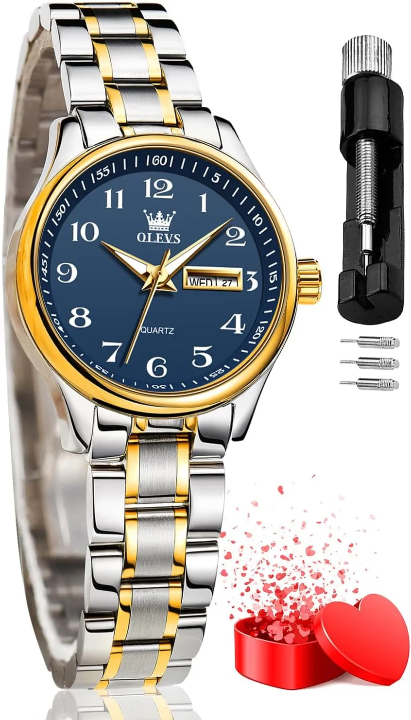 Ladies Wrist Watches OLEVS disapproval reinterpretation chaste diminish pont Women Watches Gold Silver Stainless Steel Waterproof Analog Large Easy Reader Day Date 