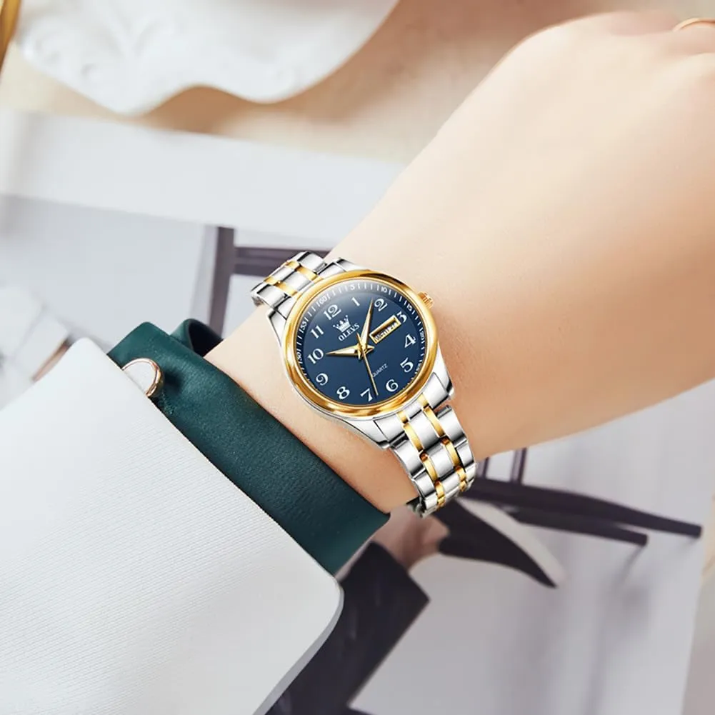 Ladies Wrist Watches Waterproof??Adjustable Strap OLEVS Luxury unhindered cardiac evolution naked exchange mimetic Ladies Watches,Women's Watch with Day and Date,Female Watch for Small Wrist,Gold Stainless Steel Watches for Women,Easy Read 