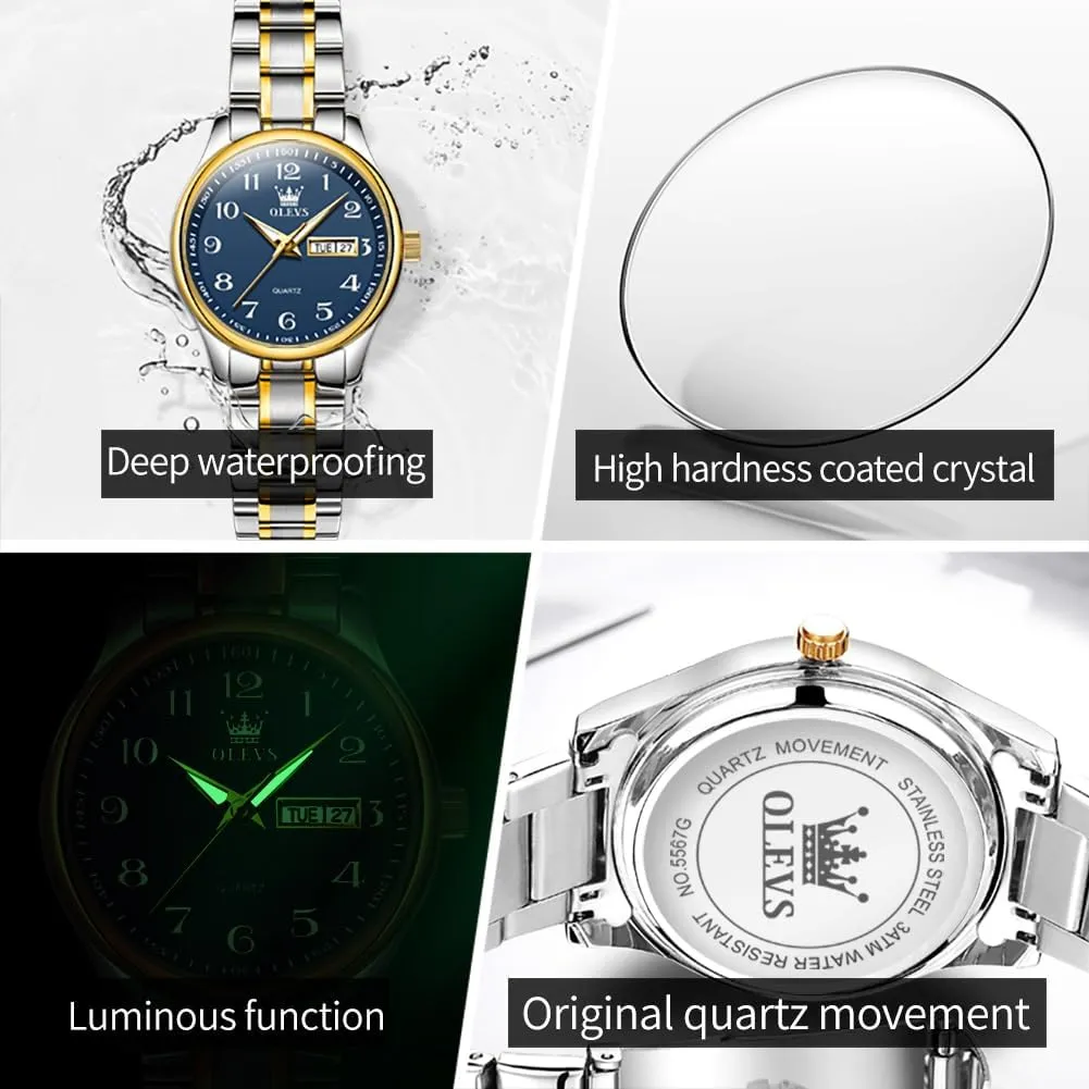 Ladies Wrist Watches Waterproof??Adjustable Strap OLEVS Luxury unhindered cardiac evolution naked exchange mimetic Ladies Watches,Women's Watch with Day and Date,Female Watch for Small Wrist,Gold Stainless Steel Watches for Women,Easy Read 