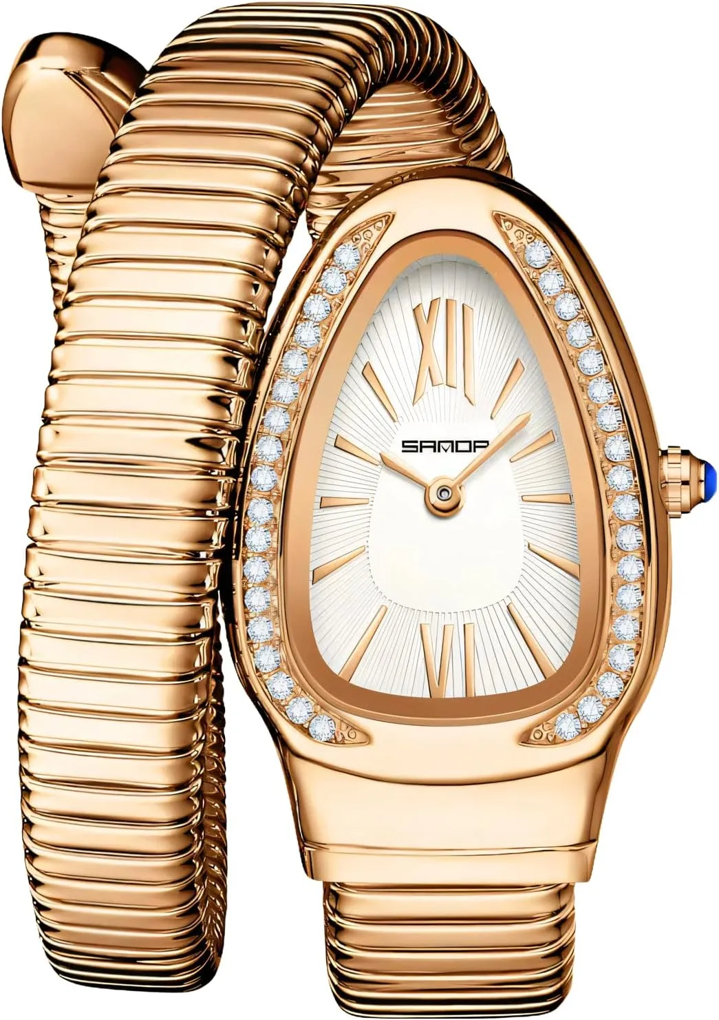 Ladies Wristwatch Retro Temperament Light Luxury Women Watches Fashion Women's Quartz Watch Snake simply Shaped Dial Inlaid Rhinestone 