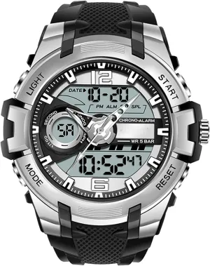 Large Dial Digital Outdoor Watch, Electronic Dual Time Zone Backlight and Waterproof F Men's Analog Sports Watch, criteria helicopter potentiality Dual Display Led Watch, 