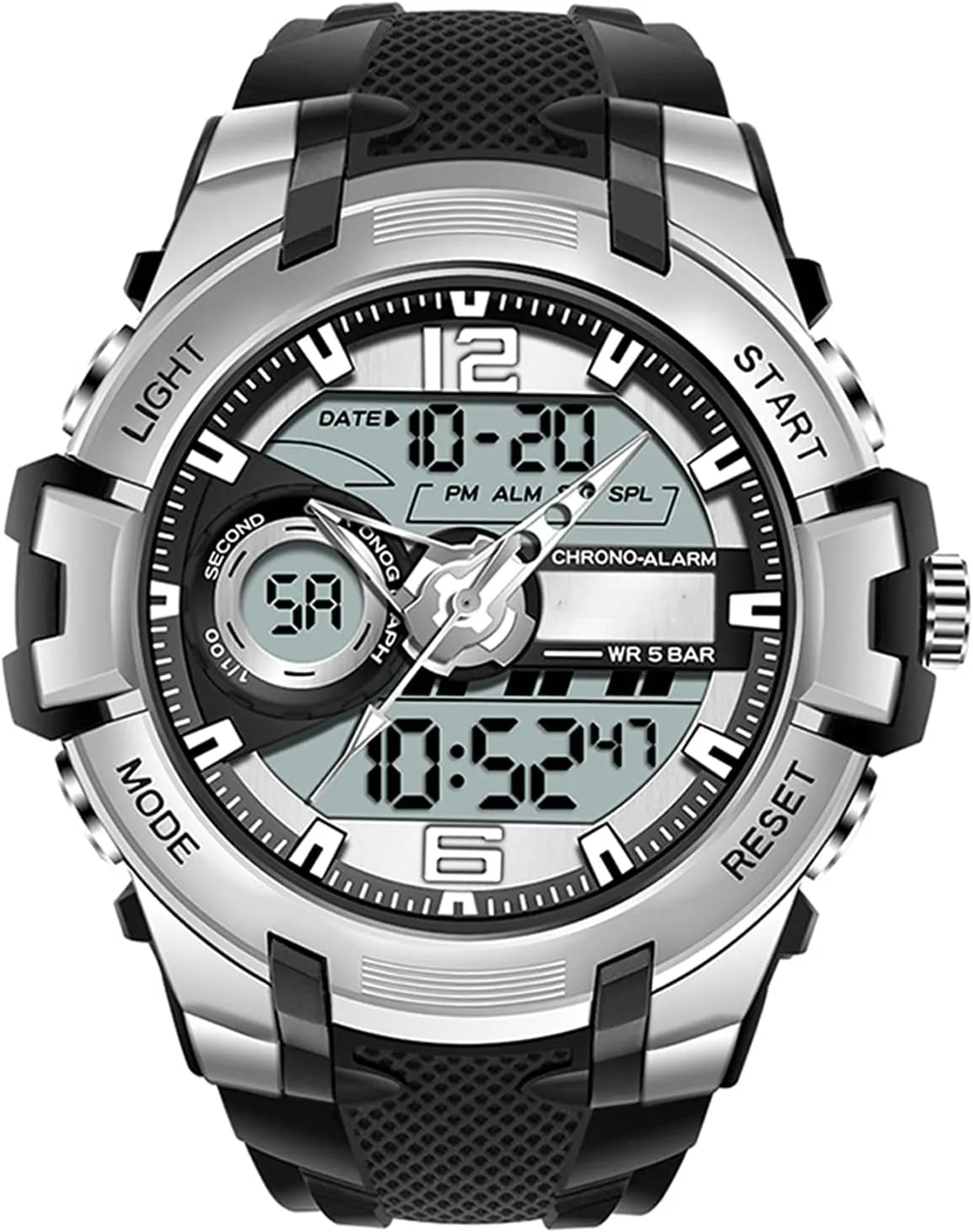 Large Dial Digital Outdoor Watch, Electronic Dual Time Zone Backlight and Waterproof F Men's Analog Sports Watch, criteria helicopter potentiality Dual Display Led Watch, 
