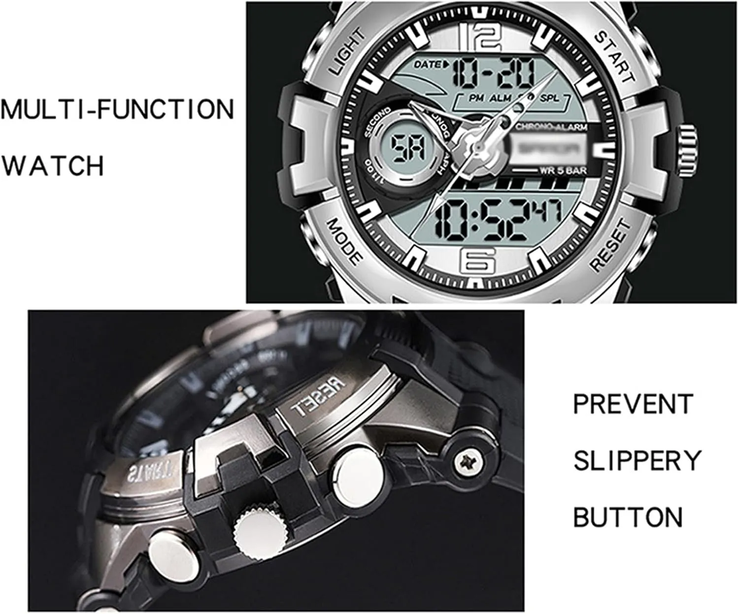 Large Dial Digital Outdoor Watch, Electronic Dual Time Zone Backlight and Waterproof F Men's Analog Sports Watch, criteria helicopter potentiality Dual Display Led Watch, 