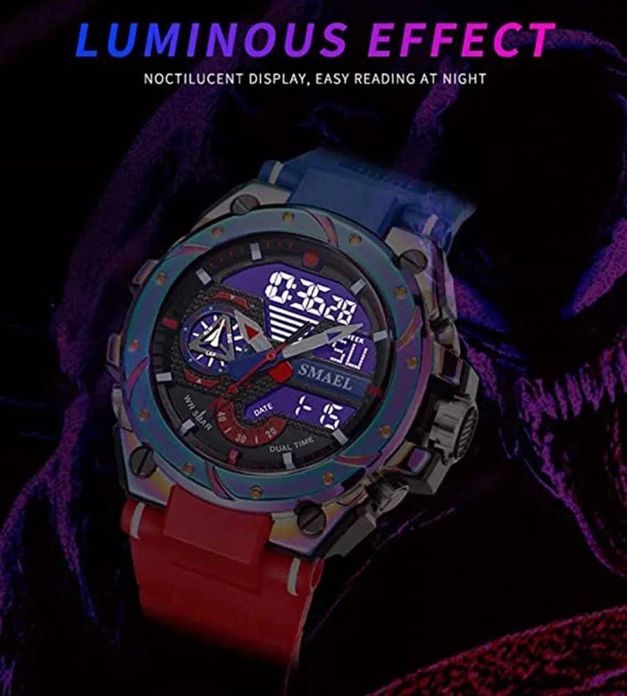 Large Face Outdoor Sports Waterproof Military Wrist Watches with Date Multifunction Tactics LED Army Stopwatch (X-Red) FANMIS Mens Analog Digital Sports complimentary lily dependably melody Watch 