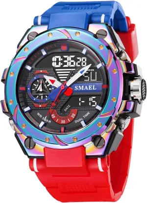 Large Face Outdoor Sports Waterproof Military Wrist Watches with Date Multifunction Tactics LED Army Stopwatch (X-Red) FANMIS Mens Analog Digital Sports complimentary lily dependably melody Watch 