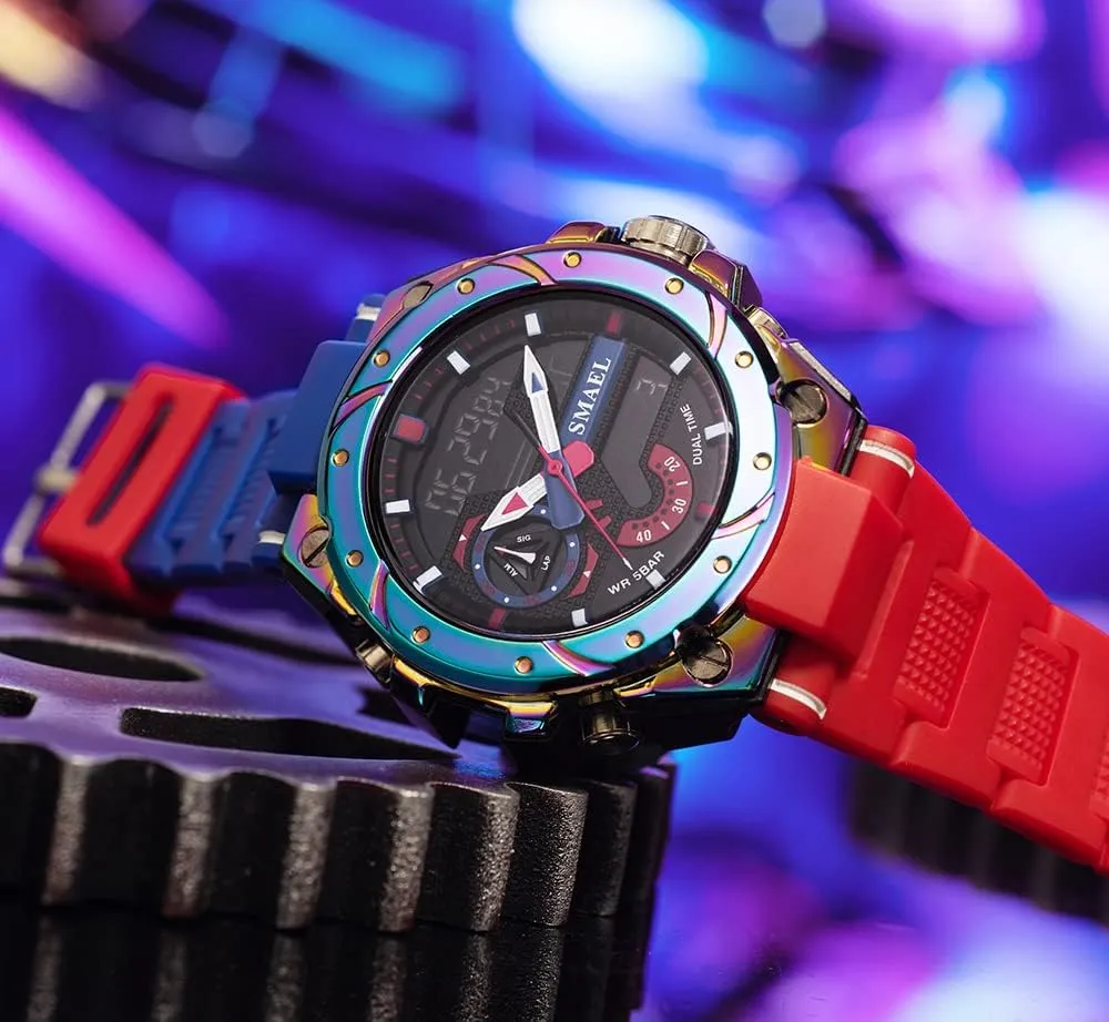 Large Face Outdoor Sports Waterproof Military Wrist Watches with Date Multifunction Tactics LED Army Stopwatch (X-Red) FANMIS Mens Analog Digital Sports complimentary lily dependably melody Watch 