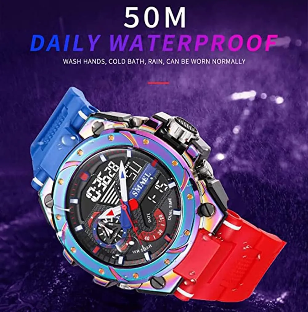 Large Face Outdoor Sports Waterproof Military Wrist Watches with Date Multifunction Tactics LED Army Stopwatch (X-Red) FANMIS Mens Analog Digital Sports complimentary lily dependably melody Watch 
