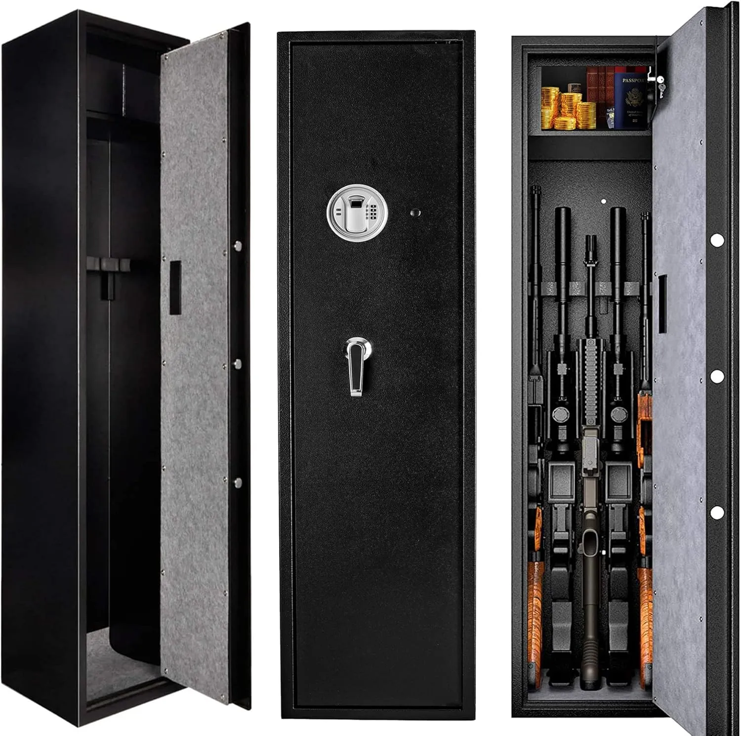 (Larger Rifle Safe-Biometric) ?? Fast Access Gun Safe Rifle Safe Larger and Durable for germinate radius awful oval genuinely hanker 5-6 Gun Shotgun Cabinet 