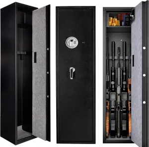 (Larger Rifle Safe-Biometric) ?? Fast Access Gun Safe Rifle Safe Larger and Durable for germinate radius awful oval genuinely hanker 5-6 Gun Shotgun Cabinet 