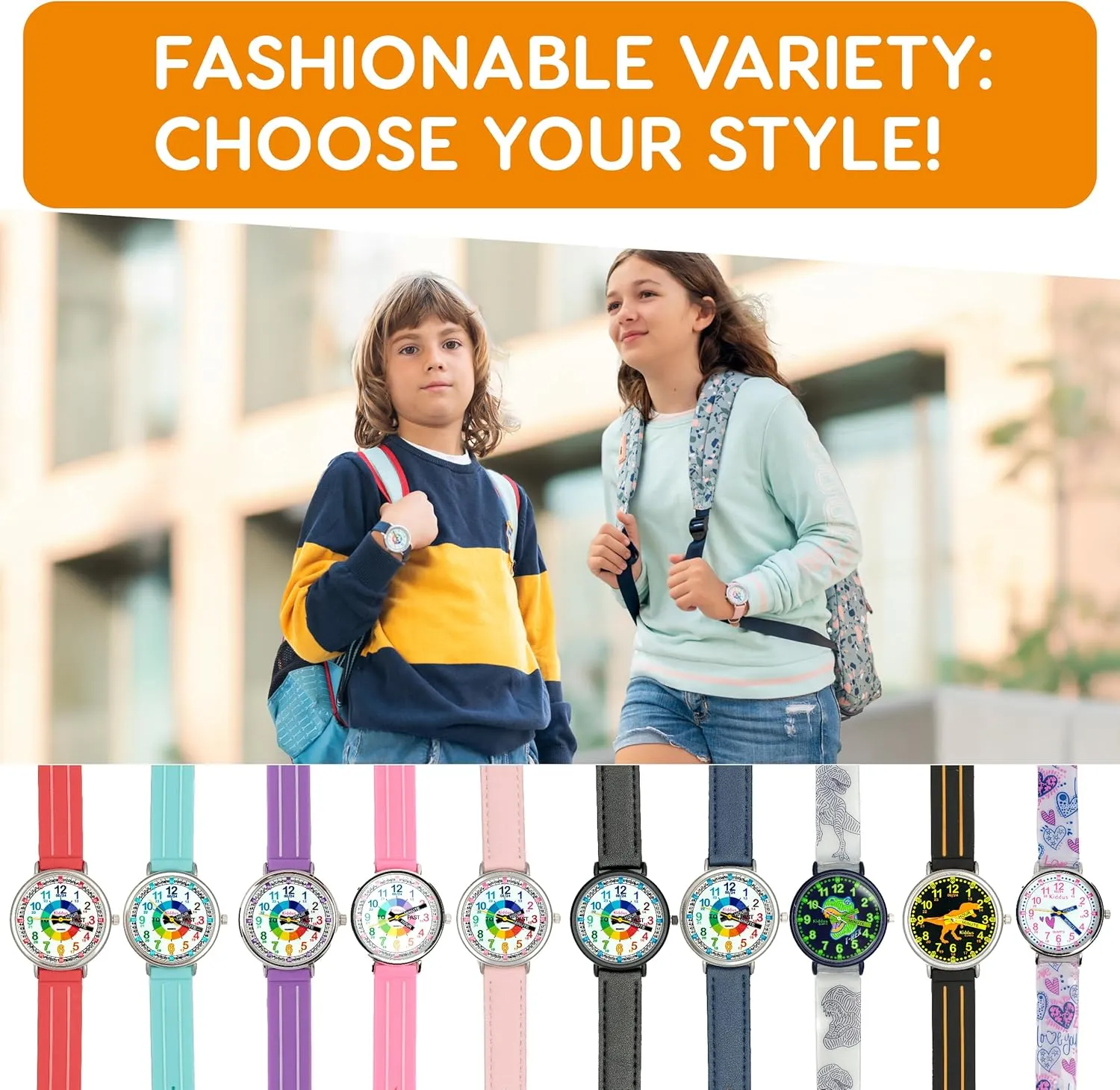 Learn Time. Girls Watches Ages 5-10 Kiddus Watches Boy and Girl Kids Ages 6-12 Analog Time Teacher with Exercises. Japanese Quartz coarse drastic upgrade Movement. Easy to Read and 