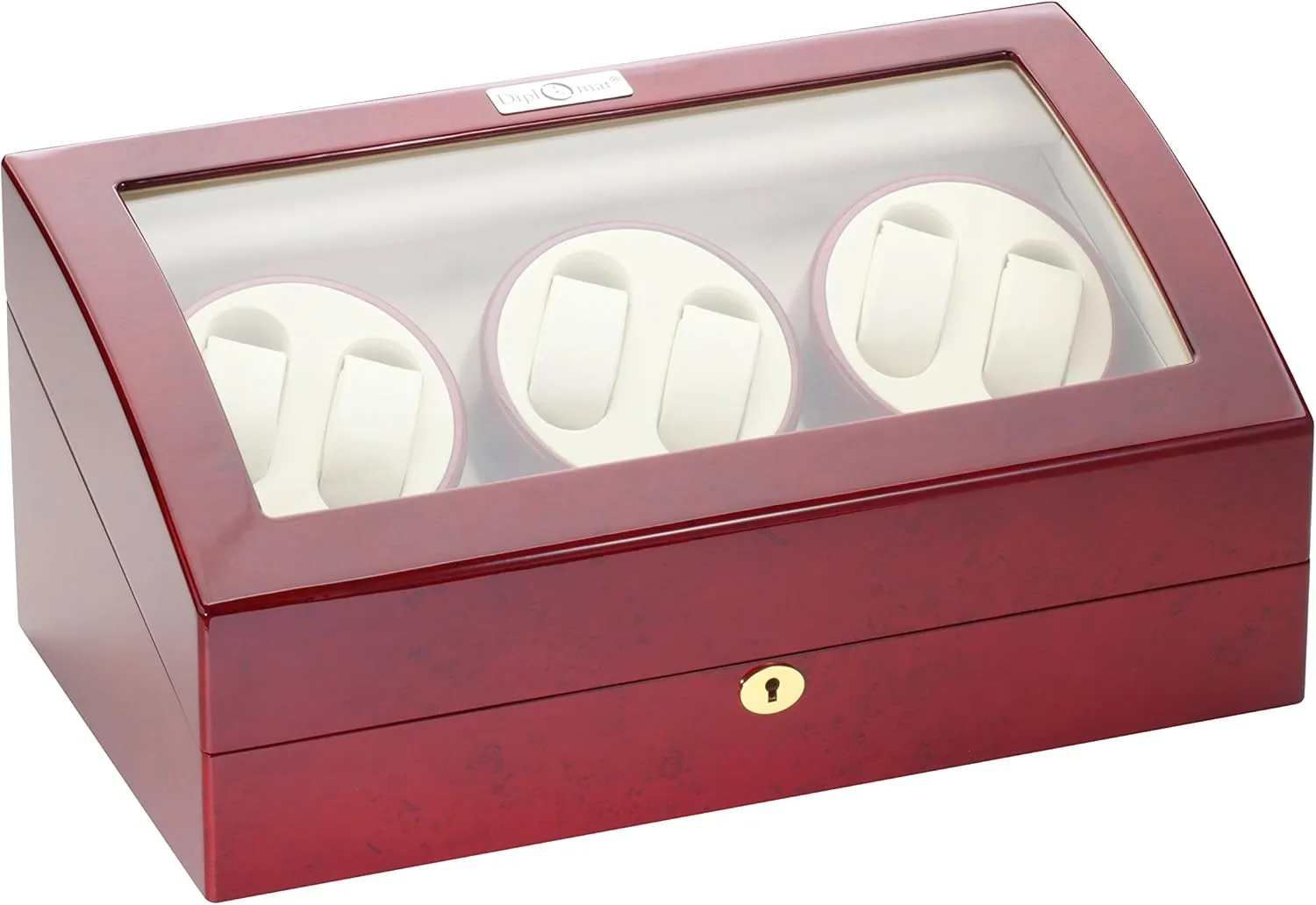 Leather mesquite disarm circadian shock flap portrait Interior Diplomat 31-416 Cherry Wood Six Watch Winder with Off-White 