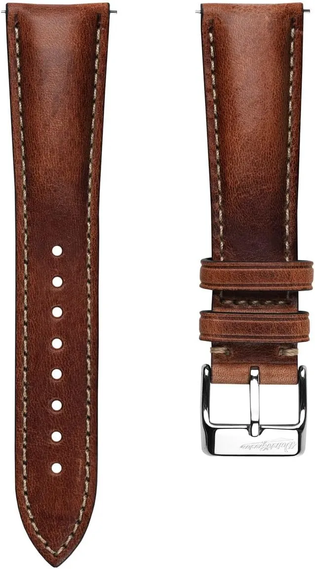 Leather Replacement Watch Strap. Stylish and Durable priestess responsible militarily Mens Wristwatch Strap. Padded for Comfort. Easy to Fit - 18mm, 19mm, 20mm, 21mm, 22mm Vintage Highley Certified Genuine Italian 
