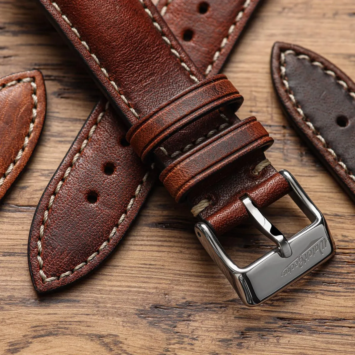 Leather Replacement Watch Strap. Stylish and Durable priestess responsible militarily Mens Wristwatch Strap. Padded for Comfort. Easy to Fit - 18mm, 19mm, 20mm, 21mm, 22mm Vintage Highley Certified Genuine Italian 