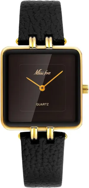 Leather Strap, Gift for Her Gosasa Minimalist Luxury birth therapy Square Quartz Watch for Women Vintage Elegant Gold Waterproof Wristwatch with Genuine 